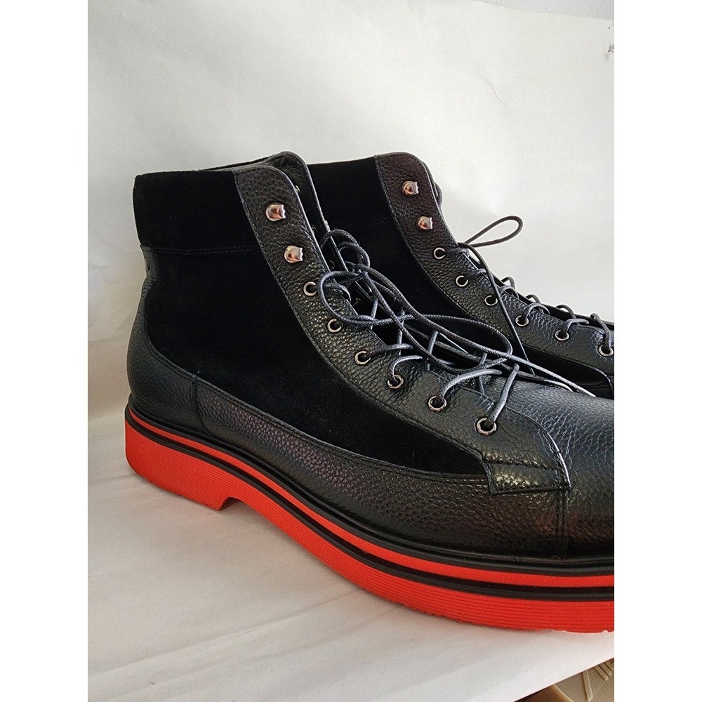 Marc Nolan combat boots Size 13 Aiden Black Leather Suede Red Sole Men's
